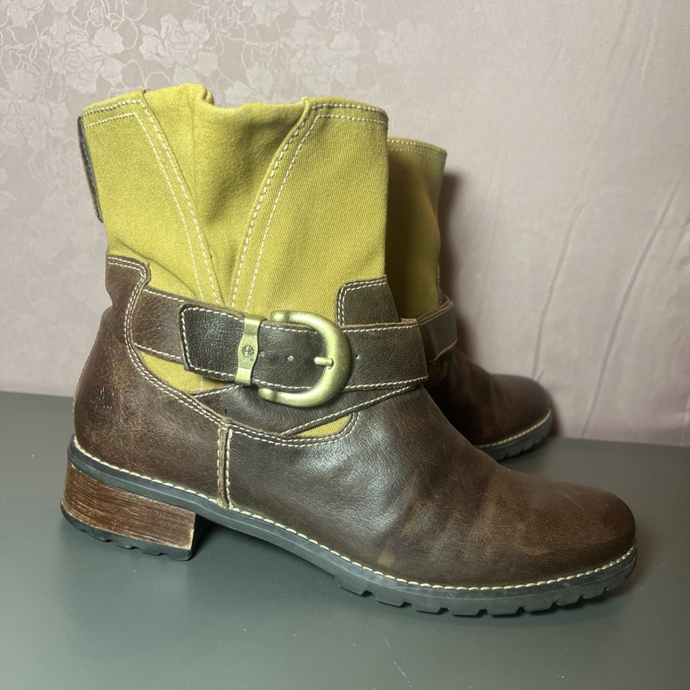Women's Timberland Round Toe Chelsea Boot Size 8 Two Tone Wheat & Brown Leather